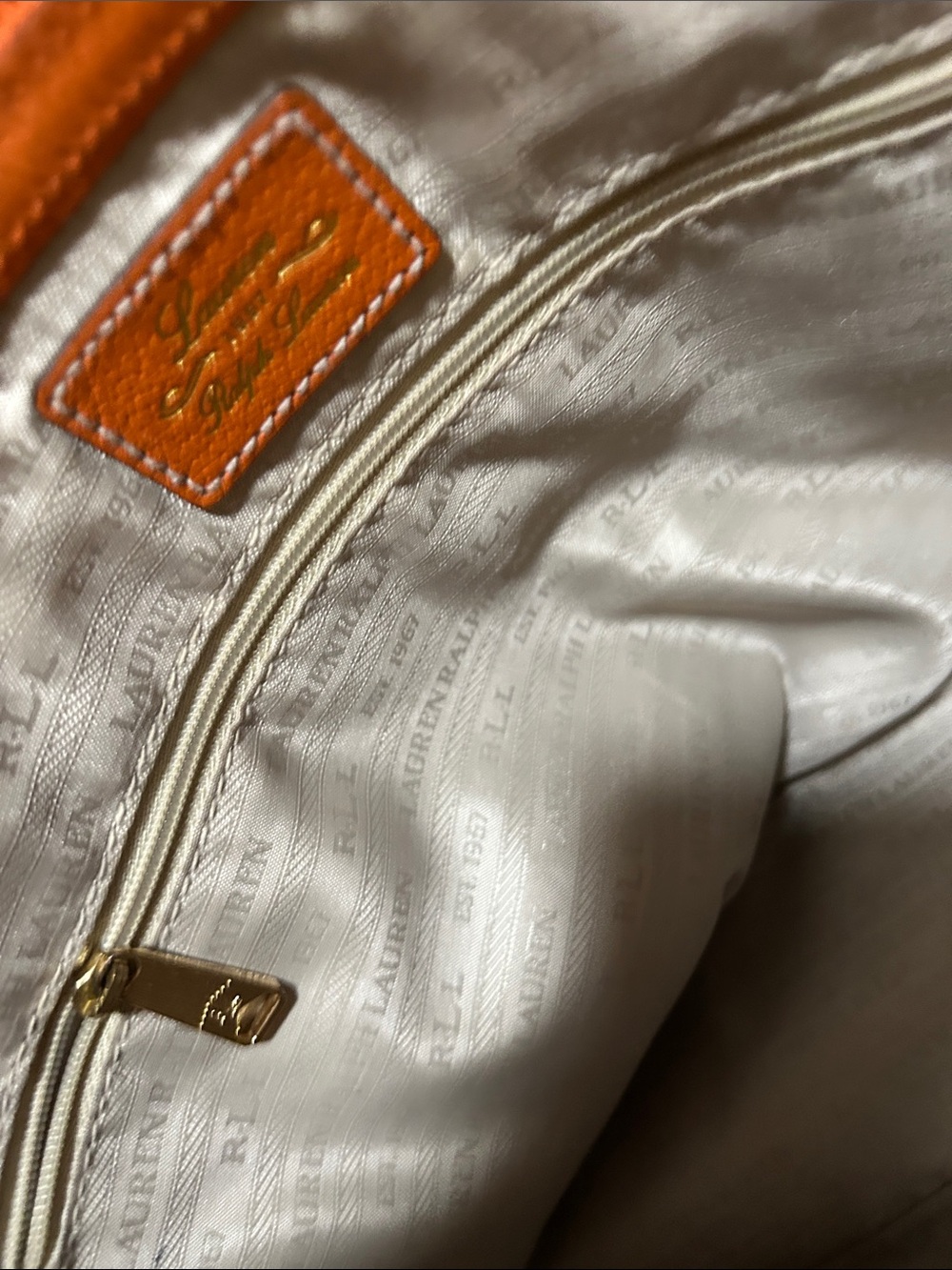Lauren Ralph Lauren Leather Tote Bag in Terracotta Orange - Picture 6 of 14